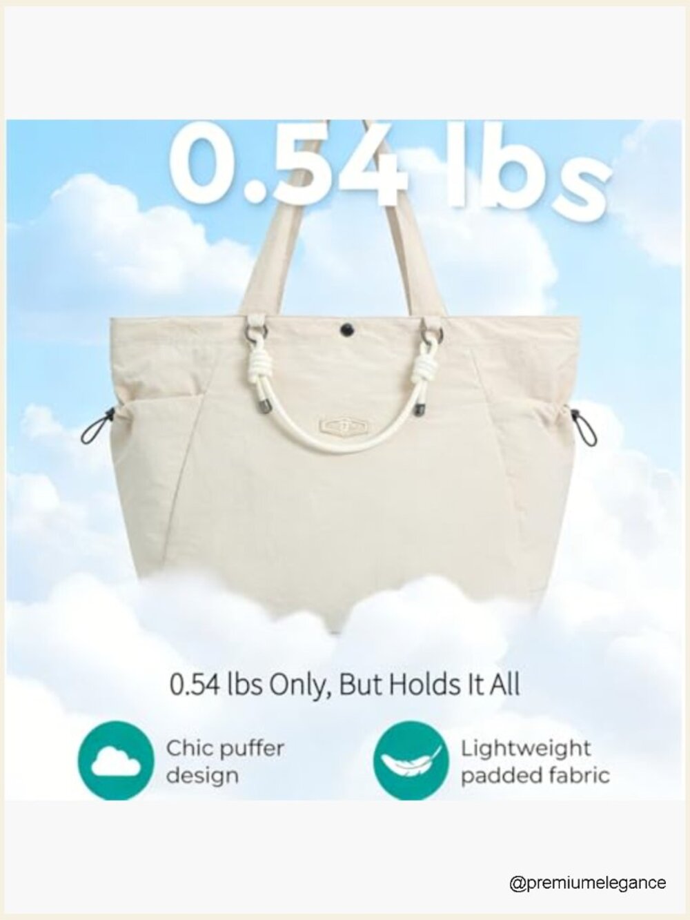 Lightweight Nylon Tote Bag 17.6L Large Capacity Laptop Bag Travel Work Gym - Picture 6 of 7